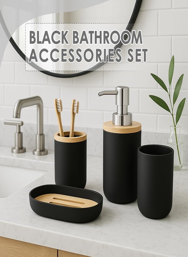 Tayney Marble Black Bathroom Decor and Accessories Set, Shower Curtain and Rug Set with Trash Can, Soap Dispenser, Soap Dish, Toothbrush Holder, Toothbrush Cup, Toilet Brush - Image 5
