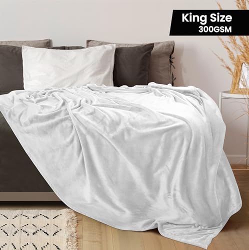 Utopia Bedding Fleece Blanket King Size White 300GSM Luxury Anti-Static Fuzzy Soft Microfiber Bed Blanket (90x102 Inch) - Image 2