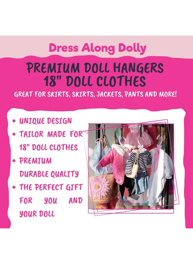 Dress Along Dolly Doll Full-Outfit Clothes Hangers For 18" Girl Dolls - 12Pk-Unique Design Holds Your Top & Bottom At Once Including Dresses, Pants, Shirts, Skirts, & Accessories (Purple) -Gifts For Girls Kids Birthday  - Image 2