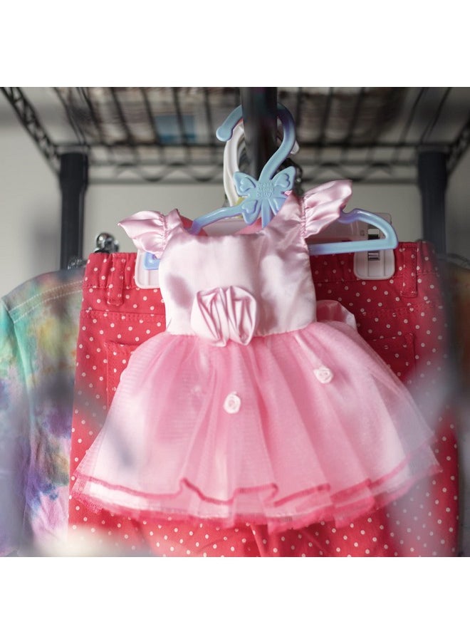 Dress Along Dolly Doll Full-Outfit Clothes Hangers For 18" Girl Dolls - 12Pk-Unique Design Holds Your Top & Bottom At Once Including Dresses, Pants, Shirts, Skirts, & Accessories (Purple) -Gifts For Girls Kids Birthday  - Image 5