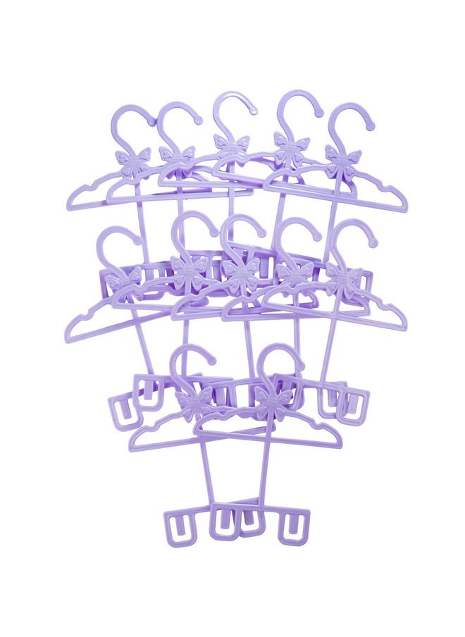 Dress Along Dolly Doll Full-Outfit Clothes Hangers For 18" Girl Dolls - 12Pk-Unique Design Holds Your Top & Bottom At Once Including Dresses, Pants, Shirts, Skirts, & Accessories (Purple) -Gifts For Girls Kids Birthday  - Image 4