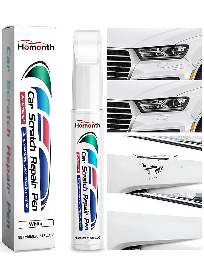 Homonth Touch Up Paint For Cars, Automotive Paint, 2 in 1 Car Touch Up Paint Erase Car Scratches Pen For Vehicles, Quick And Easy To Repair Universal Car Paint (White)  - Image 1