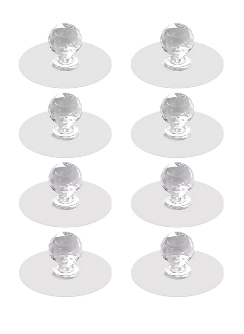 Oasisgalore Cabinet Drawer Knobs, Diamond Crystal Shaped Pulls Handles for Kitchen Cupboard, Dresser, Furniture, Self-Adhesive Drill Free Push Pull Knobs (8 pcs)  - Image 1