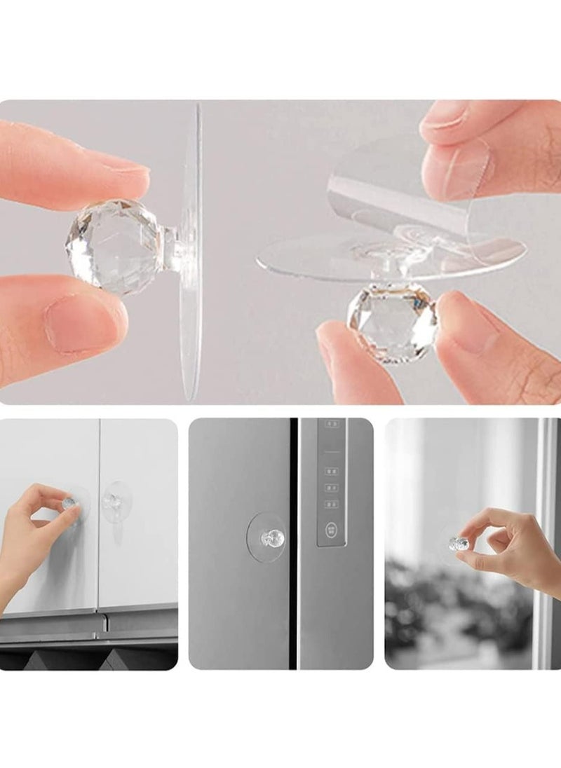Oasisgalore Cabinet Drawer Knobs, Diamond Crystal Shaped Pulls Handles for Kitchen Cupboard, Dresser, Furniture, Self-Adhesive Drill Free Push Pull Knobs (8 pcs)  - Image 5