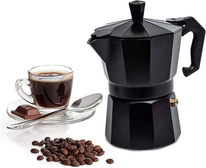 HOMETIC Aluminium Espresso Coffee Maker Moka Express 3 Cups Espresso MakerPercolatorStovetopFilter Coffee Maker for Italian Mocha Coffee Moka Pot 60ML Black - Image 2