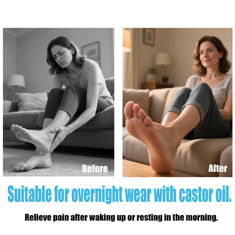 VDFZHL Castor Oil Pack Wrap for Foot, Castor Oil Moisturizing Heel Socks, for Plantar Fasciitis, Cracked Heels - Suitable for Overnight Moisturizing of Feet (Without Essential Oils) (Blue - 2 Pairs) - Image 3