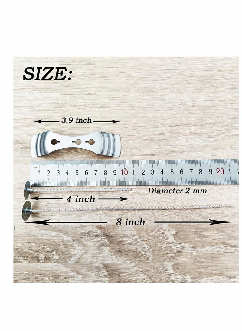Candle Making Kit, 20cm and 9cm Long 100 Pcs Organic Soy Pre Waxed Cotton Candle Wick with 1Pc Stainless Wick Holder Sustainer for Candle Making