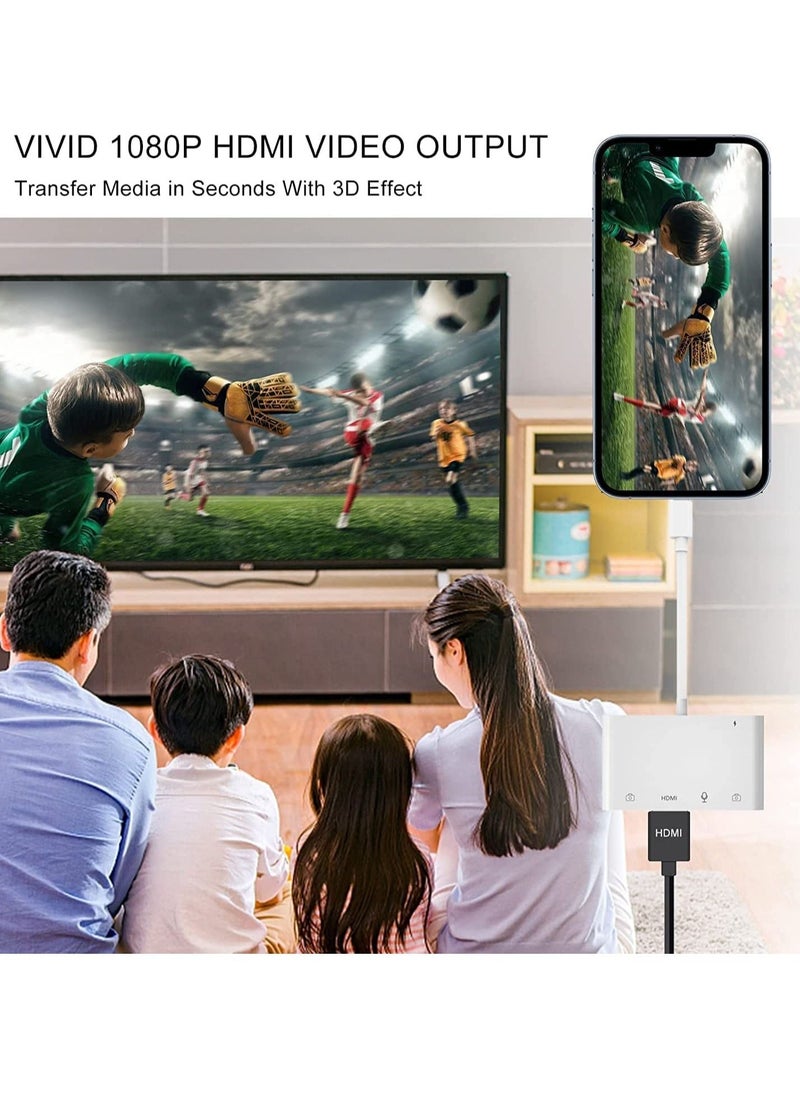 KASTWAVE - Adapter for Lightning to HDMI, Adapter for iPhone to TV, iPhone Microphone Adapter for Live-Streaming with Charging Port, Dual USB Female OTG Adapter Compatible with iPhone/iPad - Image 1