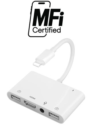 Adapter for Lightning to HDMI, Adapter for iPhone to TV, iPhone Microphone Adapter for Live-Streaming with Charging Port, Dual USB Female OTG Adapter Compatible with iPhone/iPad - pzsku/Z874503A2F45223395119Z/45/_/1738233133/b1bab514-9d50-4e53-94f8-0ac55a975127