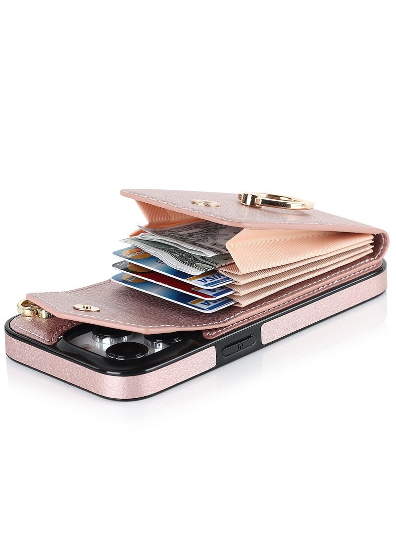 Suteni Back Cover Leather Ring Buckle Card Slots Phone Case for iPhone  - Image 3