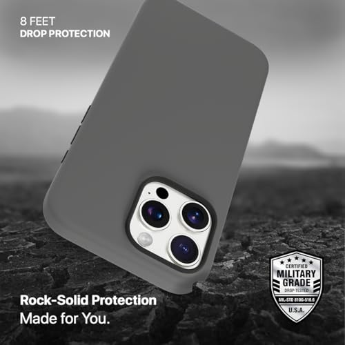 CASEGEAR Silicone Snap Fit Back Cover Case Compatible with iPhone 16 Pro | 8 Feet Drop Protection | Compatible with MagSafe | 360° Protection | Shockproof & Scratch Resistant | Grey - Image 4