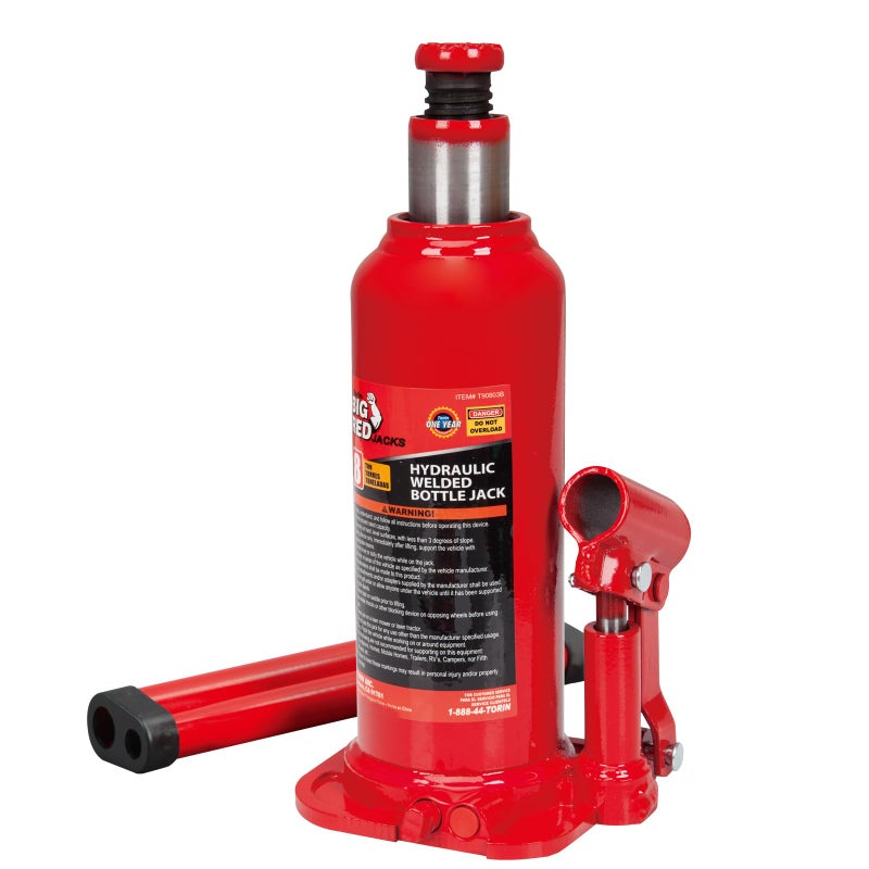 BIG RED T90803B Torin Hydraulic Welded Bottle Jack 8 Ton 16000 lb Capacity Red - Image 2