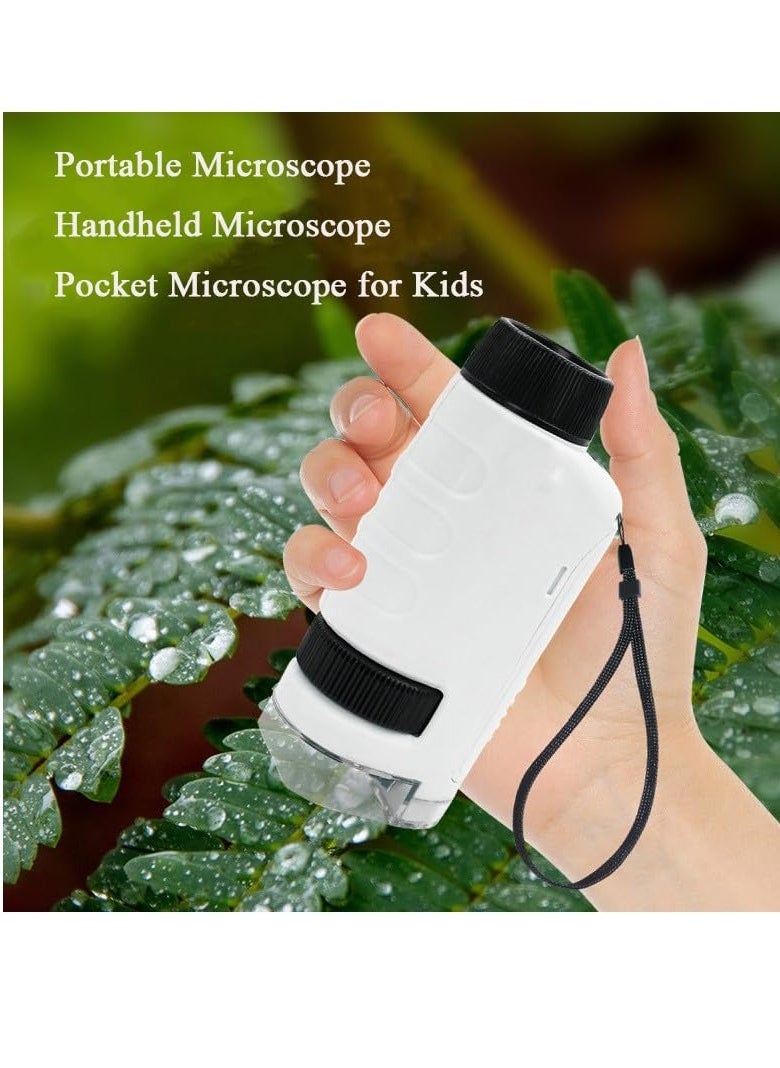 Excefore - Miniscope Kids, Pocket Microscope for Kids, Handheld Microscope, Portable Microscope, Led Lighted Pocket Microscope, for Children’s Learning, Scientific Experiment and Exploring The World (White) - Image 1