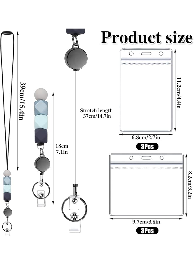 erorex 9 In 3 Set Retractable Lanyard For Id Badges Teacher Lanyard With Badge Holders Beaded Lanyards For Id Badges And Keys Teacher Appreciation Gifts - Image 2
