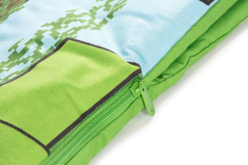 Jay Franco Kids Slumber Bag and Pillow - 54 x 27 Inch Comfy Indoor Sleeping Bag for School and Sleepovers  2 Piece Set  Green - Minecraft - Image 5
