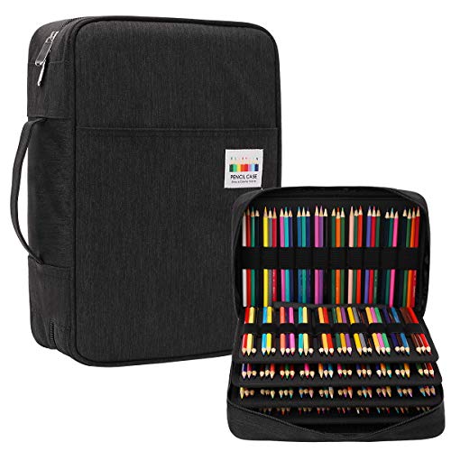 JAKAGO 304 Slots Colored Pencil Case Large Capacity Storage Bag for Artist Painter Multi-Functional Organizer for Colored Pencils/Gel Pens/Markers/Makeup Brushes(Black) - Image 1