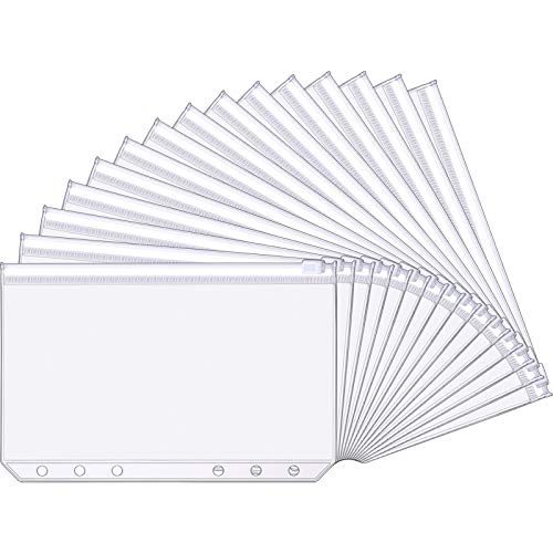 Yaomiao 15 Packs A6 Binder Pockets 6 Holes Budget Cash Envelopes Clear Zipper Folders Loose Leaf Bags Waterproof PVC Document Pouch Filing Bags Loose Leaf Bags for 6 Ring Binder - Image 1