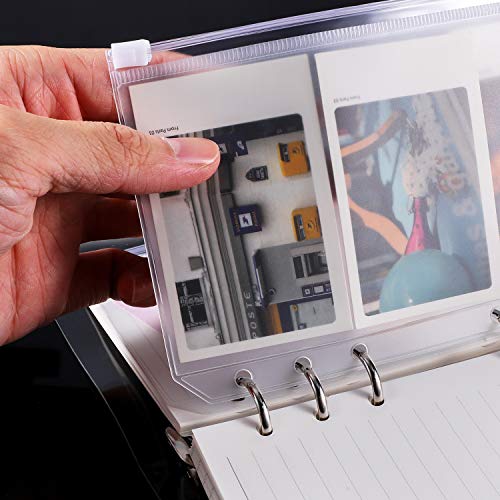 Yaomiao 15 Packs A6 Binder Pockets 6 Holes Budget Cash Envelopes Clear Zipper Folders Loose Leaf Bags Waterproof PVC Document Pouch Filing Bags Loose Leaf Bags for 6 Ring Binder - Image 3