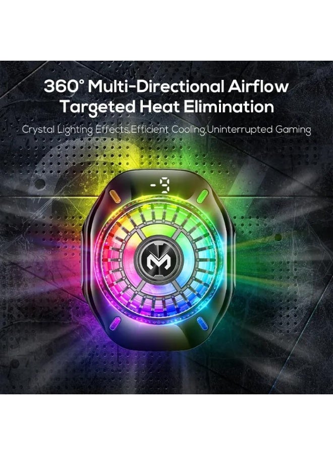 Memo MIMO CX10 Mobile Phone Cooling Fan, AI Temperature Control, RGB LED Lights, Magnetic Clip, Type-C 5V/2A - Image 3