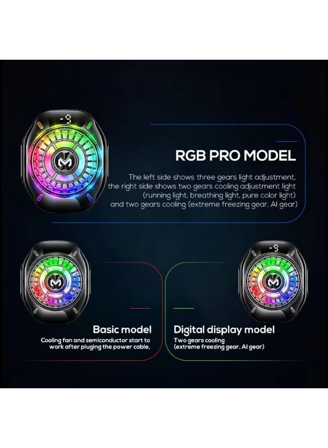 Memo MIMO CX10 Mobile Phone Cooling Fan, AI Temperature Control, RGB LED Lights, Magnetic Clip, Type-C 5V/2A - Image 4