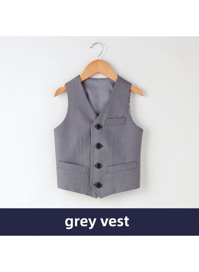 Kids Grey Kids Vest Class Uniform Little Boy Horse Clip Solid Color Suit  - Image 1