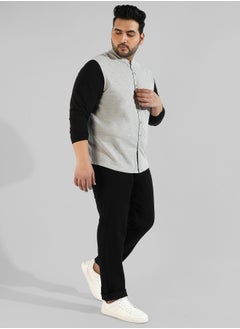 Instafab Plus Men's Grey Colourblocked Regular Fit Casual Shirt  - Image 5