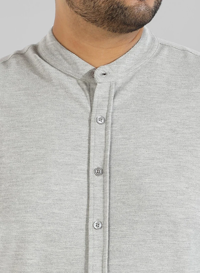 Instafab Plus Men's Grey Colourblocked Regular Fit Casual Shirt