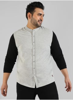 Instafab Plus Men's Grey Colourblocked Regular Fit Casual Shirt  - Image 2