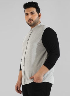 Instafab Plus Men's Grey Colourblocked Regular Fit Casual Shirt  - Image 3