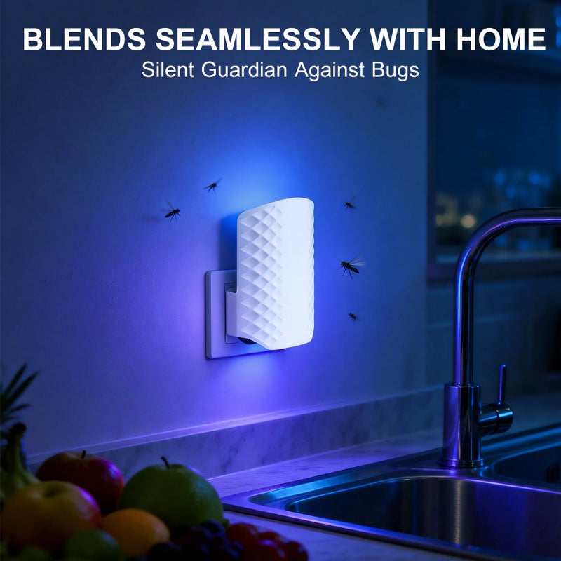 WowCatch Flying Insect Trap for Indoors, Plug-in Fly Trap Bug Catcher for Gnats, Fruit Flies & House Flies, Upgraded Blue UV Light Trap with Sticky Cards, Silent & Mess-Free, 1 Device + 5 Refill - Image 5