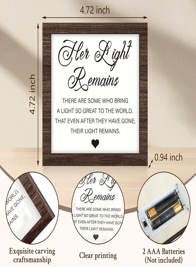 RattanView Sympathy Gifts for Loss of Loved One Her Light Remains Decor Memorial Bereavement LED Wooden Sign Desk Decor Remembrance Celebration of Life Condolence Gift for Loss Mom Grandma Friend - Image 3