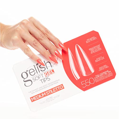 Gelish Soft Gel™ Tips - 550 Count Professional Quality Press on Nails Extension for Strong, Long-Lasting Manicures – Easy Application, Natural Look, Pre-shaped False Nail (Medium Stiletto) - Image 2