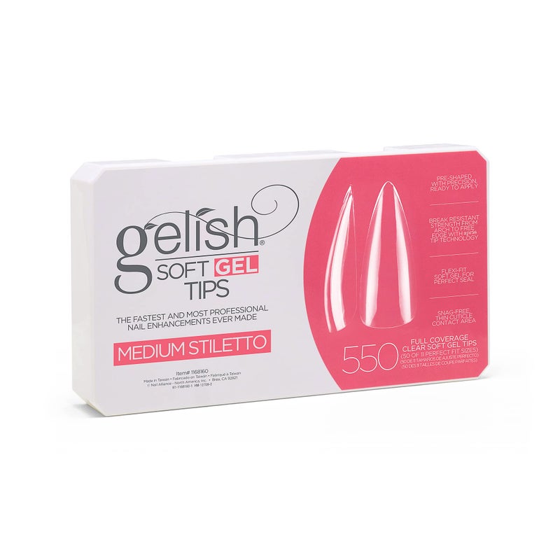 Gelish Soft Gel™ Tips - 550 Count Professional Quality Press on Nails Extension for Strong, Long-Lasting Manicures – Easy Application, Natural Look, Pre-shaped False Nail (Medium Stiletto) - Image 5