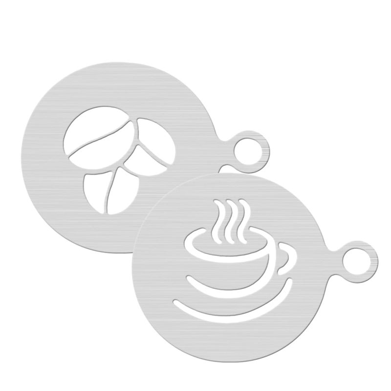 قطعتان من مجموعة قوالب القهوة الفولاذية المقاومة للصدأ، قوالب رغوة الحليب للعمل اليدوي السهل التنظيف، أدوات تزيين القهوة - Image 2