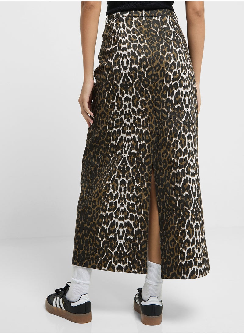 Ginger Denim Maxi Skirt In Leopard Print  - Image 2