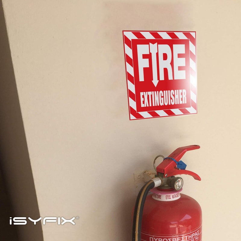 iSYFIX ملصقات علامات طفايات الحريق iSYFIX - عبوة 4 قطع 6x7 بوصة - فينيل ذاتي اللصق عالي الجودة، مغلفة لمقاومة الأشعة فوق البنفسجية، الطقس، الخدوش، الماء والتلاشي، للاستخدام الداخلي والخارجي - Image 3