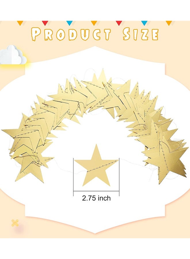 زينة ورقية على شكل نجمة عاكسة بطول 26 قدمًا، لافتة نجمة لامعة معلقة، لافتة لامعة، لحفلات أعياد الميلاد والعطلات والذكرى السنوية للزفاف (ذهبي) - Image 2