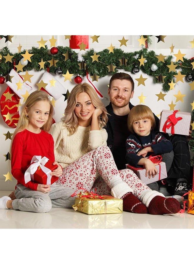 زينة ورقية على شكل نجمة عاكسة بطول 26 قدمًا، لافتة نجمة لامعة معلقة، لافتة لامعة، لحفلات أعياد الميلاد والعطلات والذكرى السنوية للزفاف (ذهبي) - Image 4