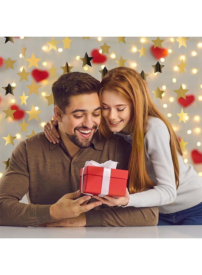 زينة ورقية على شكل نجمة عاكسة بطول 26 قدمًا، لافتة نجمة لامعة معلقة، لافتة لامعة، لحفلات أعياد الميلاد والعطلات والذكرى السنوية للزفاف (ذهبي) - Image 5