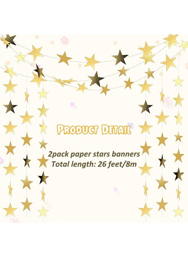 زينة ورقية على شكل نجمة عاكسة بطول 26 قدمًا، لافتة نجمة لامعة معلقة، لافتة لامعة، لحفلات أعياد الميلاد والعطلات والذكرى السنوية للزفاف (ذهبي) - Image 3
