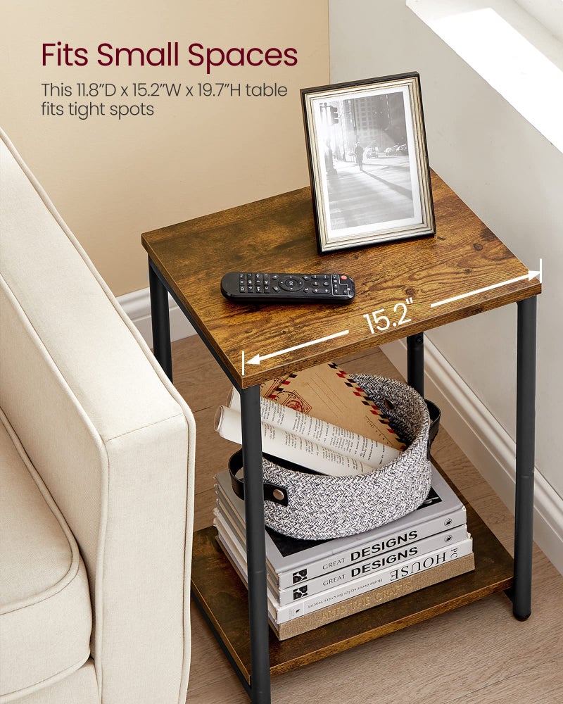 VASAGLE Side Tables Set of 2, Small End Table, Nightstand for Living Room, Bedroom, Office, Bathroom, Rustic Brown and Black ULET272B01 - Image 5