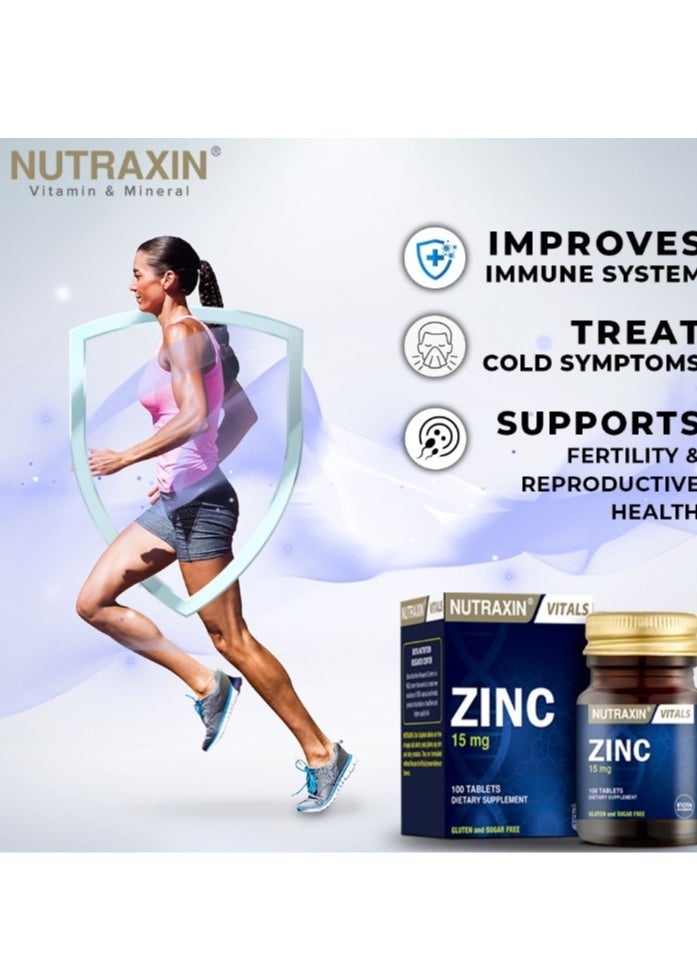 NUTRAXIN Nutraxin Zinc Sulphate for Immunity Boosting 15Mg 100 Vegan Tablets  - Image 3