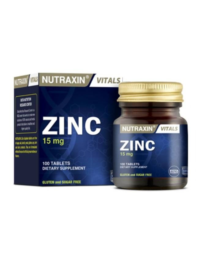 NUTRAXIN Nutraxin Zinc Sulphate for Immunity Boosting 15Mg 100 Vegan Tablets  - Image 1