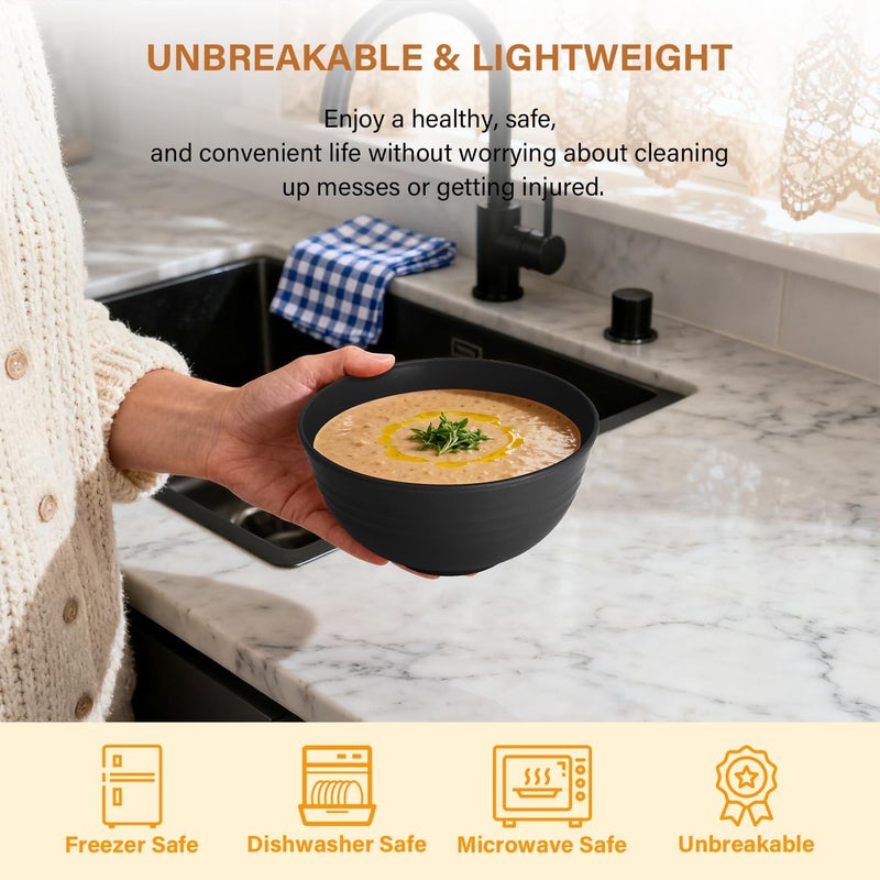 Homienly Cereal Bowl Set, Wheat Straw Fiber Unbreakable Lightweight Bowls Set - Image 5