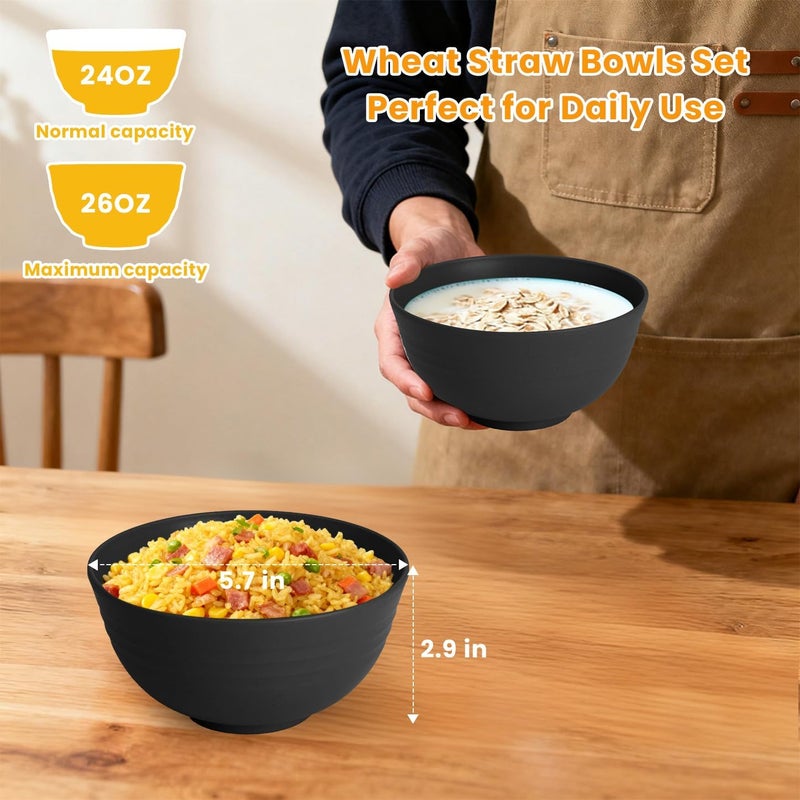 Homienly Cereal Bowl Set, Wheat Straw Fiber Unbreakable Lightweight Bowls Set - Image 2