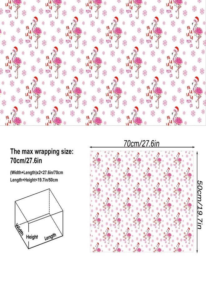 Vnaaem Pink Flamingo Christmas Wrapping Paper - 6 Sheets, 19.6 x 27.9 Inch, Premium Glossy Paper, Perfect for Christmas, Birthday, Wedding, Party - Image 4
