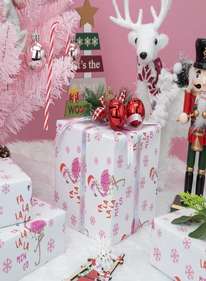 Vnaaem Pink Flamingo Christmas Wrapping Paper - 6 Sheets, 19.6 x 27.9 Inch, Premium Glossy Paper, Perfect for Christmas, Birthday, Wedding, Party - Image 5