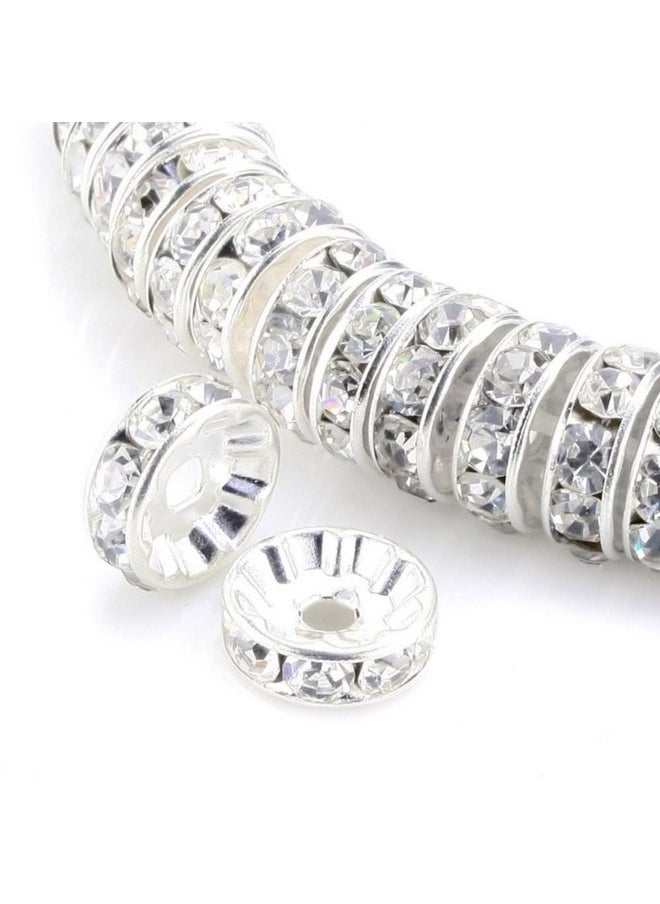 Adabele - 100Pcs Adabele Grade A 12Mm (0.47 Inch) Crystal Rhinestone Rondelle Spacer Loose Beads (Clear Crystal) Sterling Silver Plated Brass Round Metal Beads Cf1 1201 - Image 1