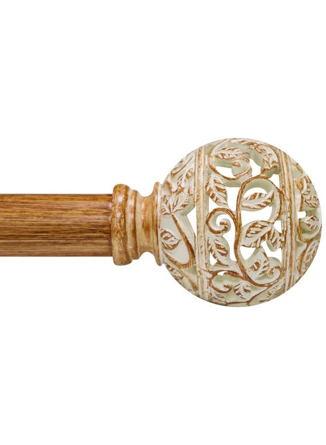 EQURROY Wood Curtain Rods 48-84 Inch Heavy Duty Adjustable - 1 Inch Diameter Blade Hollowed Out Decorative Design for Windows - Image 1