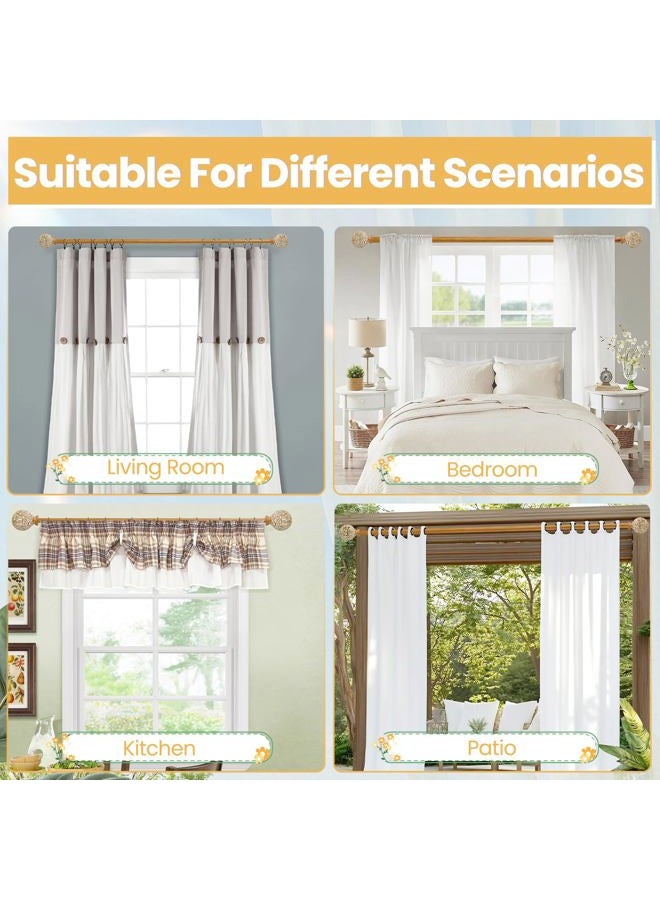 EQURROY Wood Curtain Rods 48-84 Inch Heavy Duty Adjustable - 1 Inch Diameter Blade Hollowed Out Decorative Design for Windows - Image 5